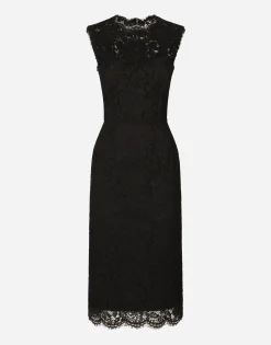 Branded stretch lace calf-length dress