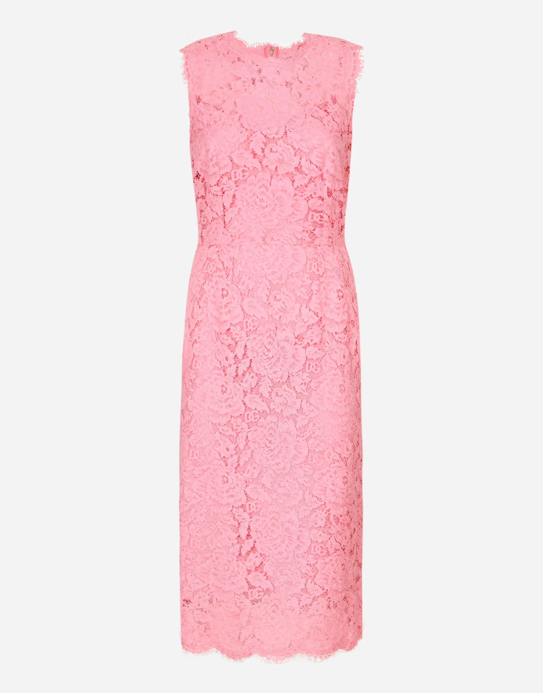 Branded stretch lace calf-length dress