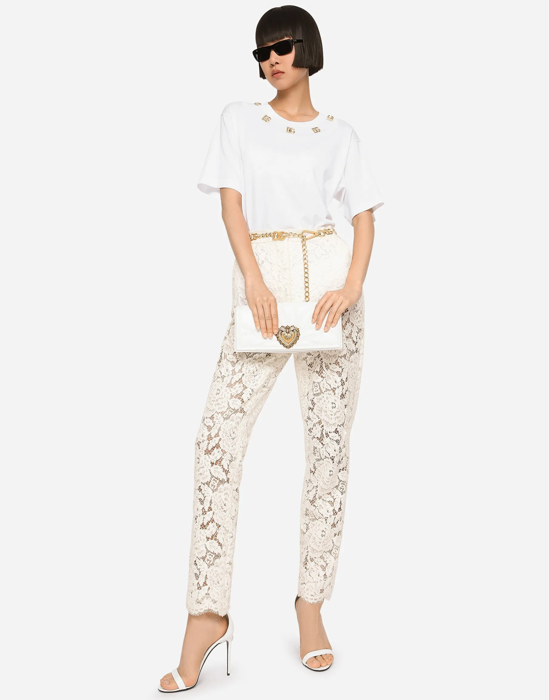 Branded stretch lace pants