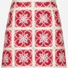 Brick-stitched crochet skirt with Majolica print