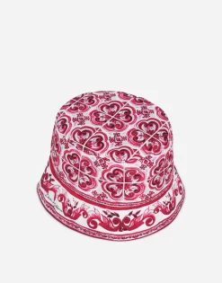 Bucket hat with Majolica print