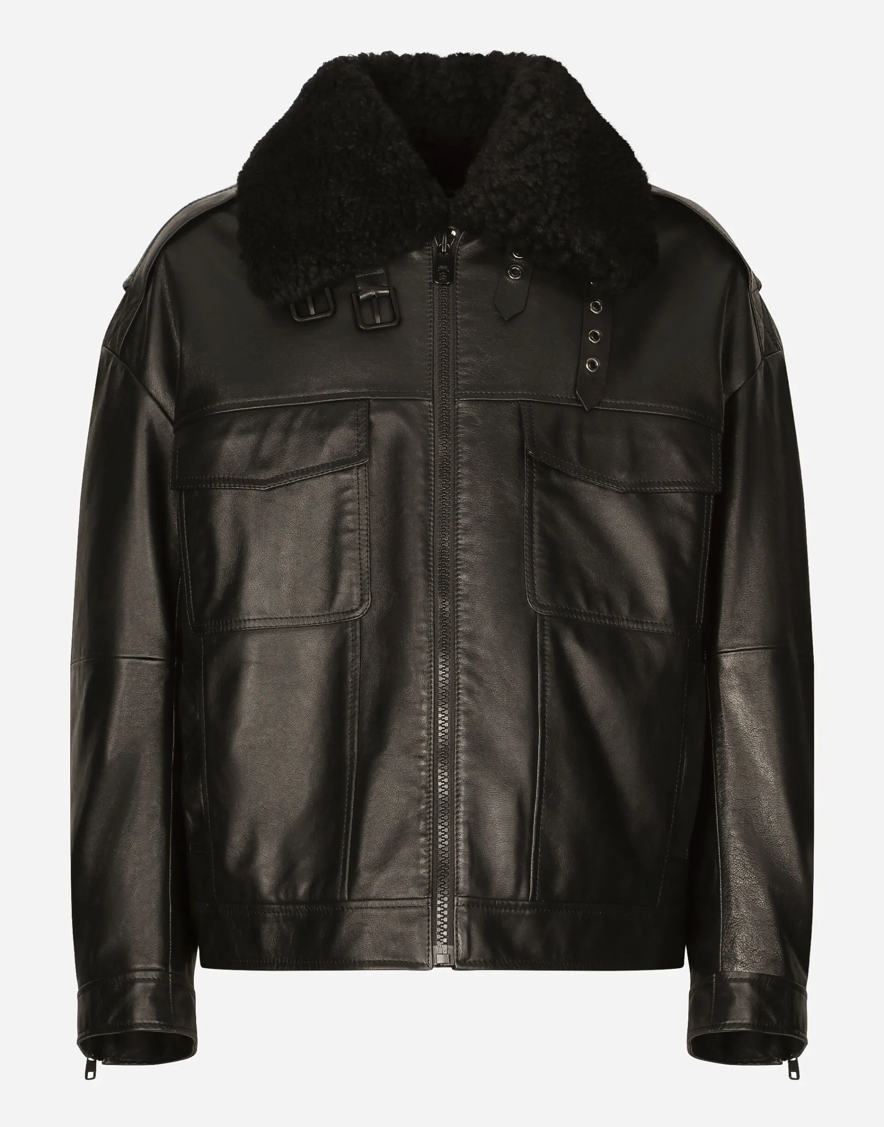 Bullskin jacket with shearling details