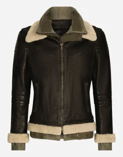 Bullskin jacket with shearling details