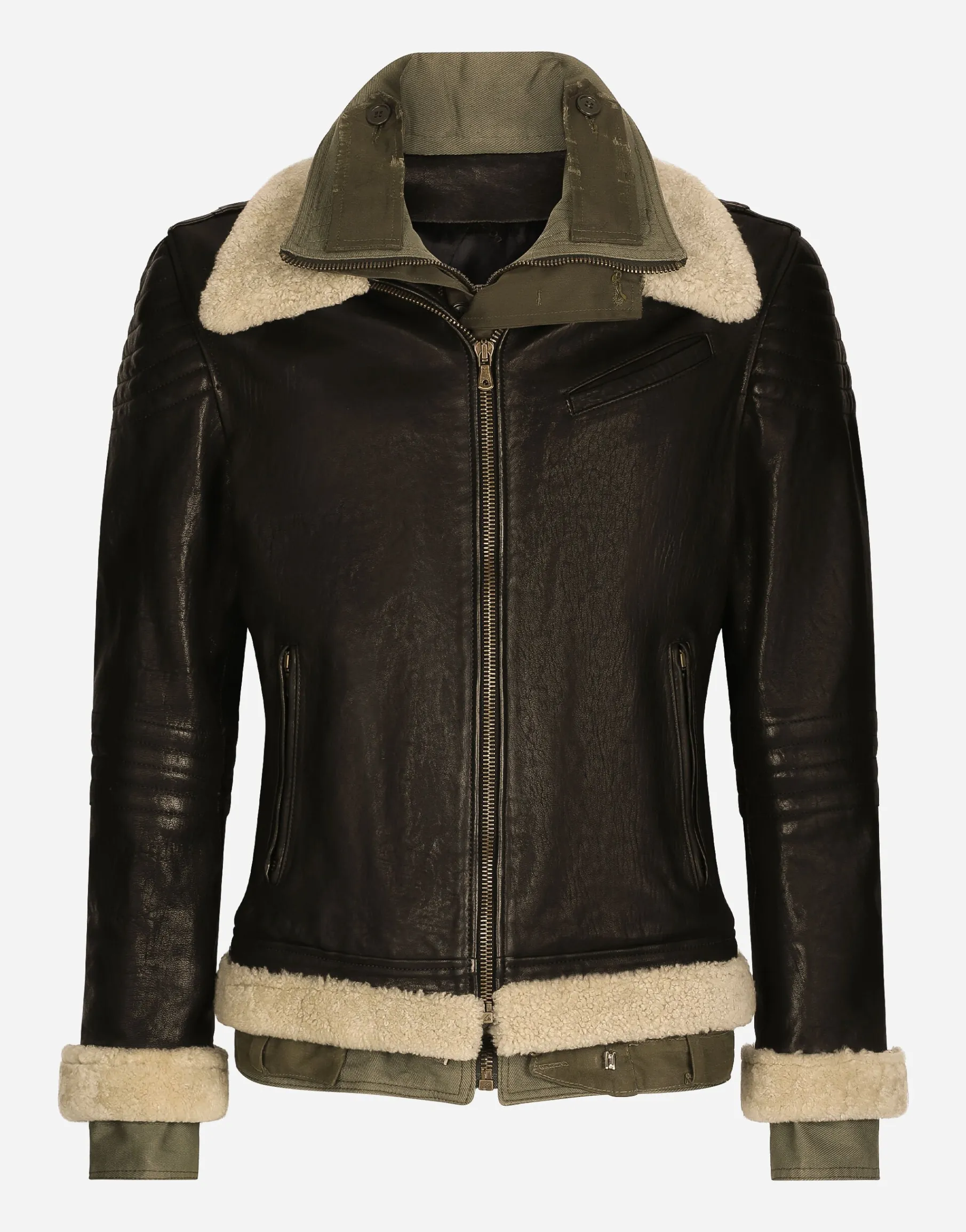 Bullskin jacket with shearling details