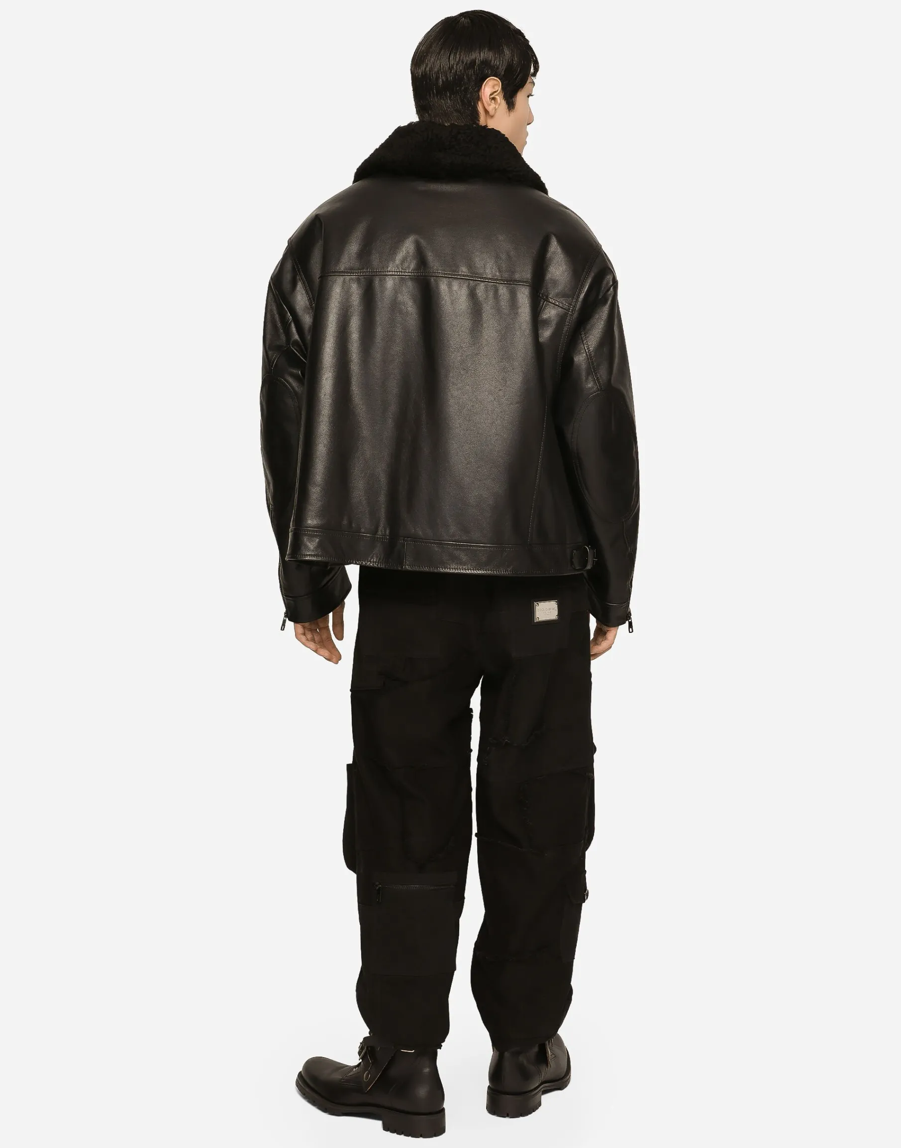 Bullskin jacket with shearling details