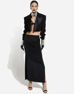 Cady calf-length skirt with slits