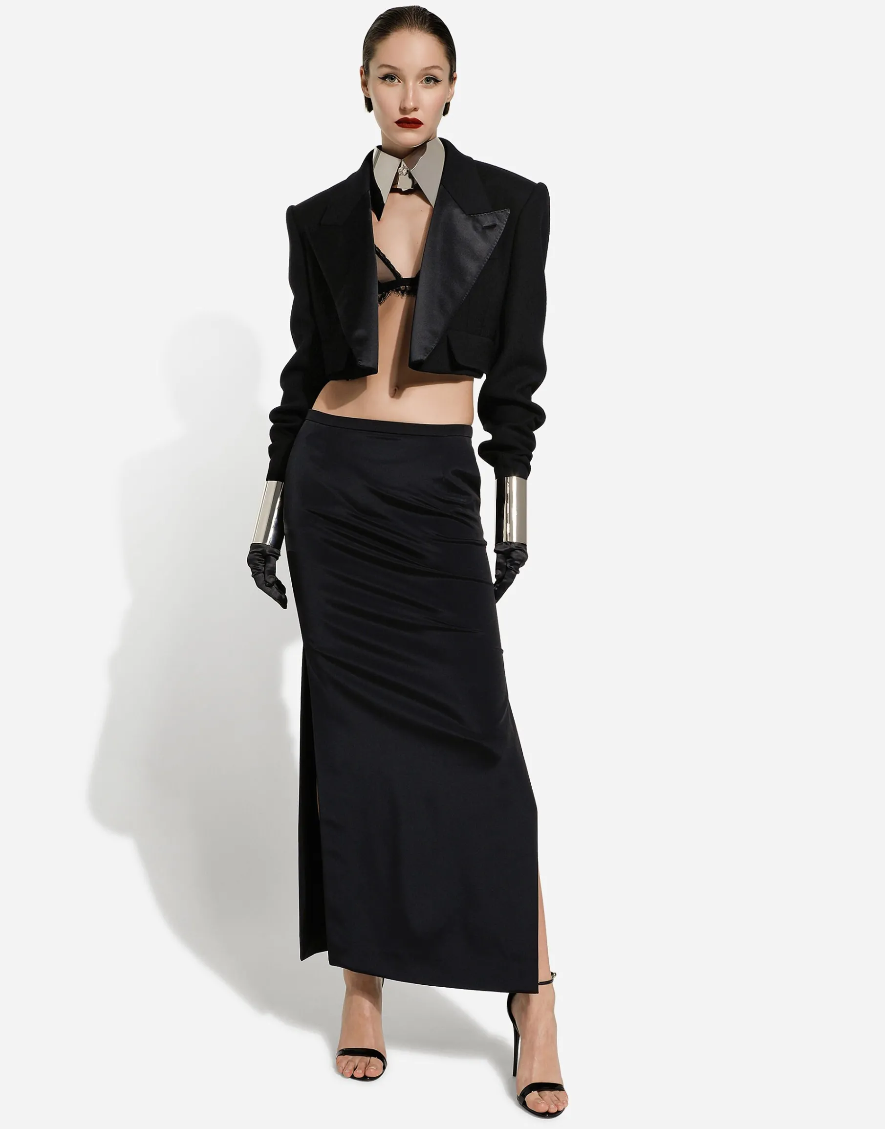 Cady calf-length skirt with slits