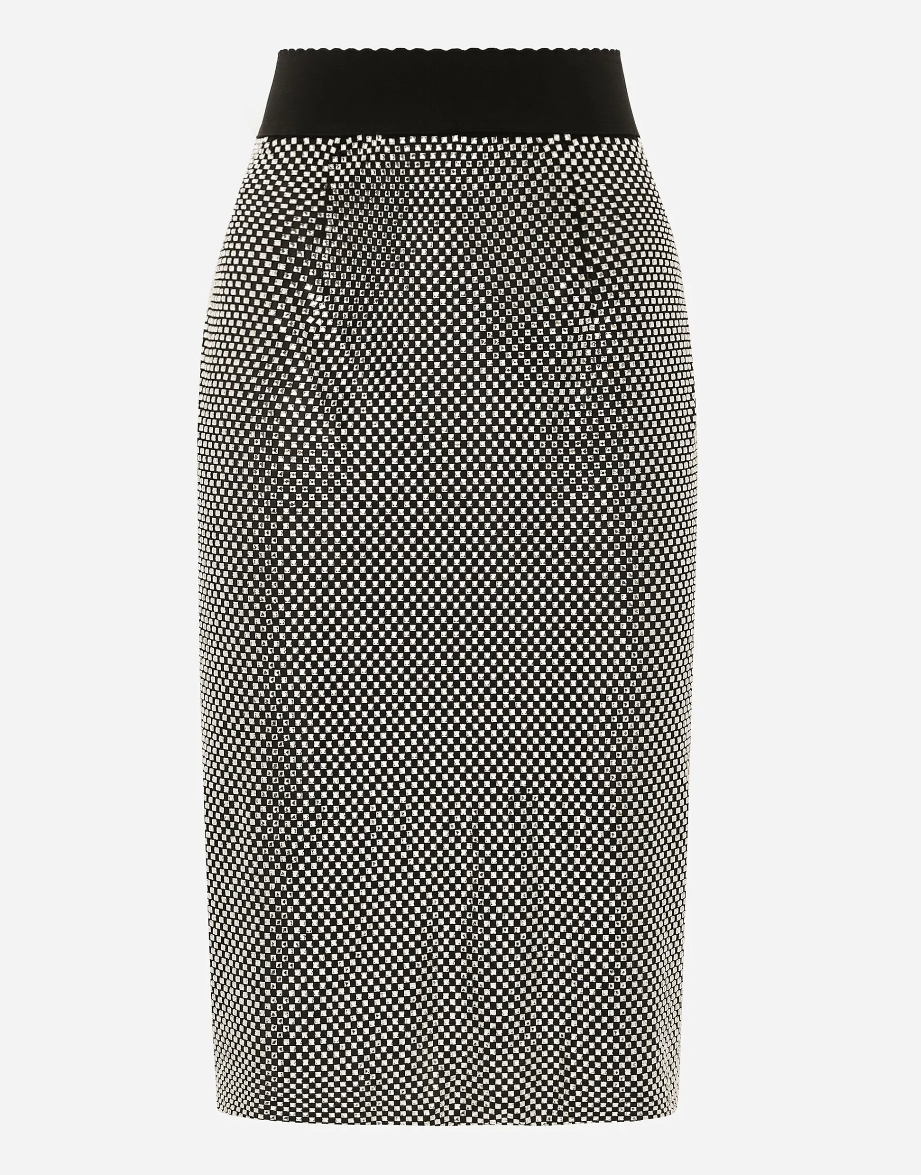 Calf-length crystal mesh skirt