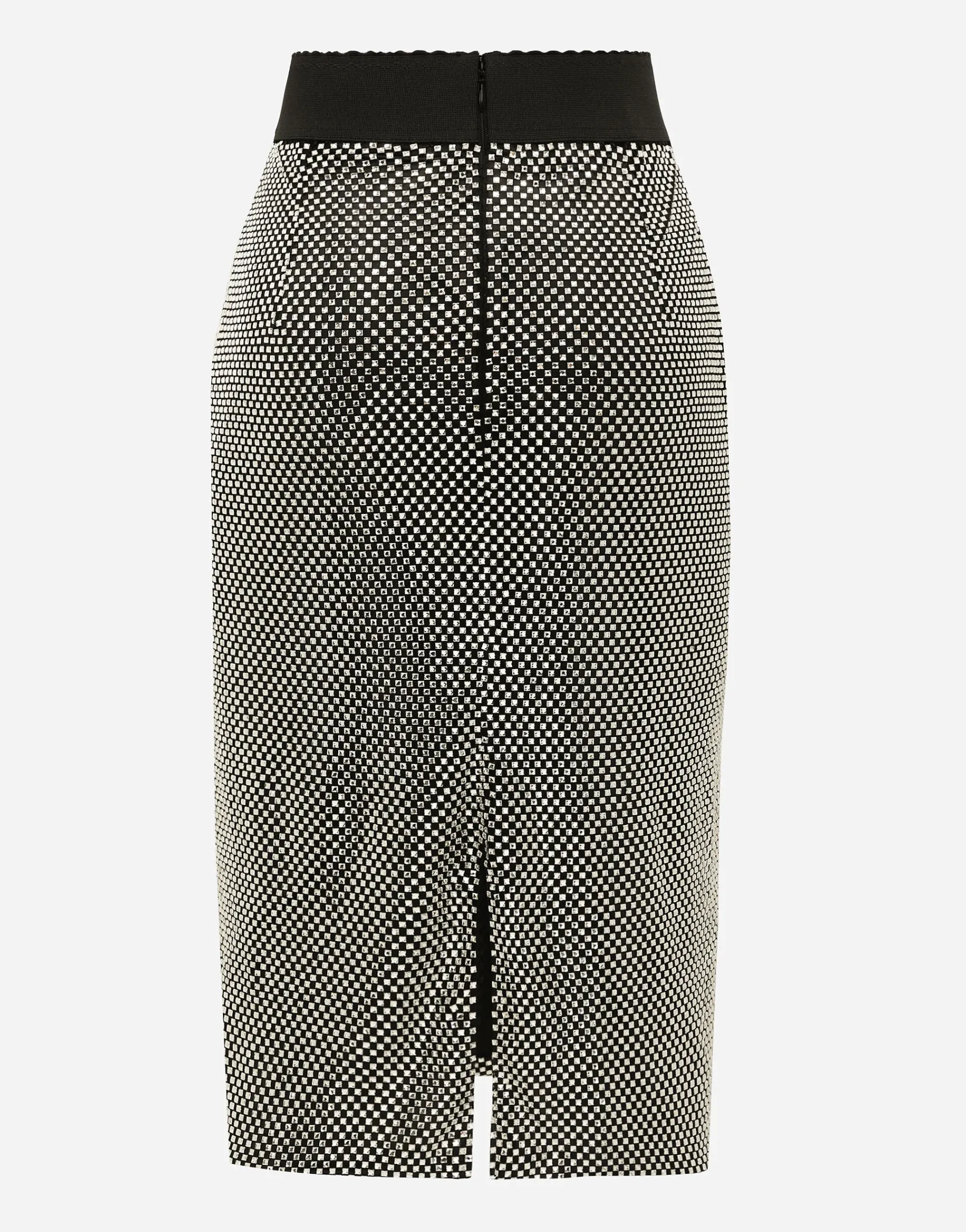 Calf-length crystal mesh skirt