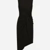 Calf-length dress in jersey Milano rib with draping