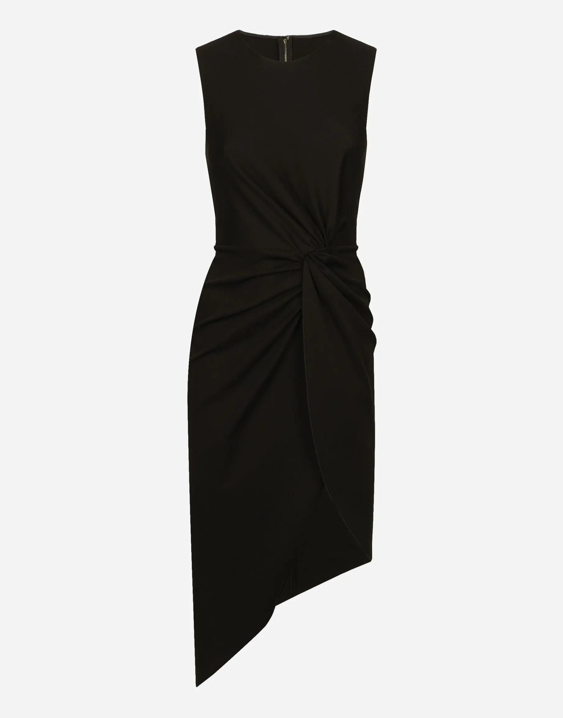 Calf-length dress in jersey Milano rib with draping