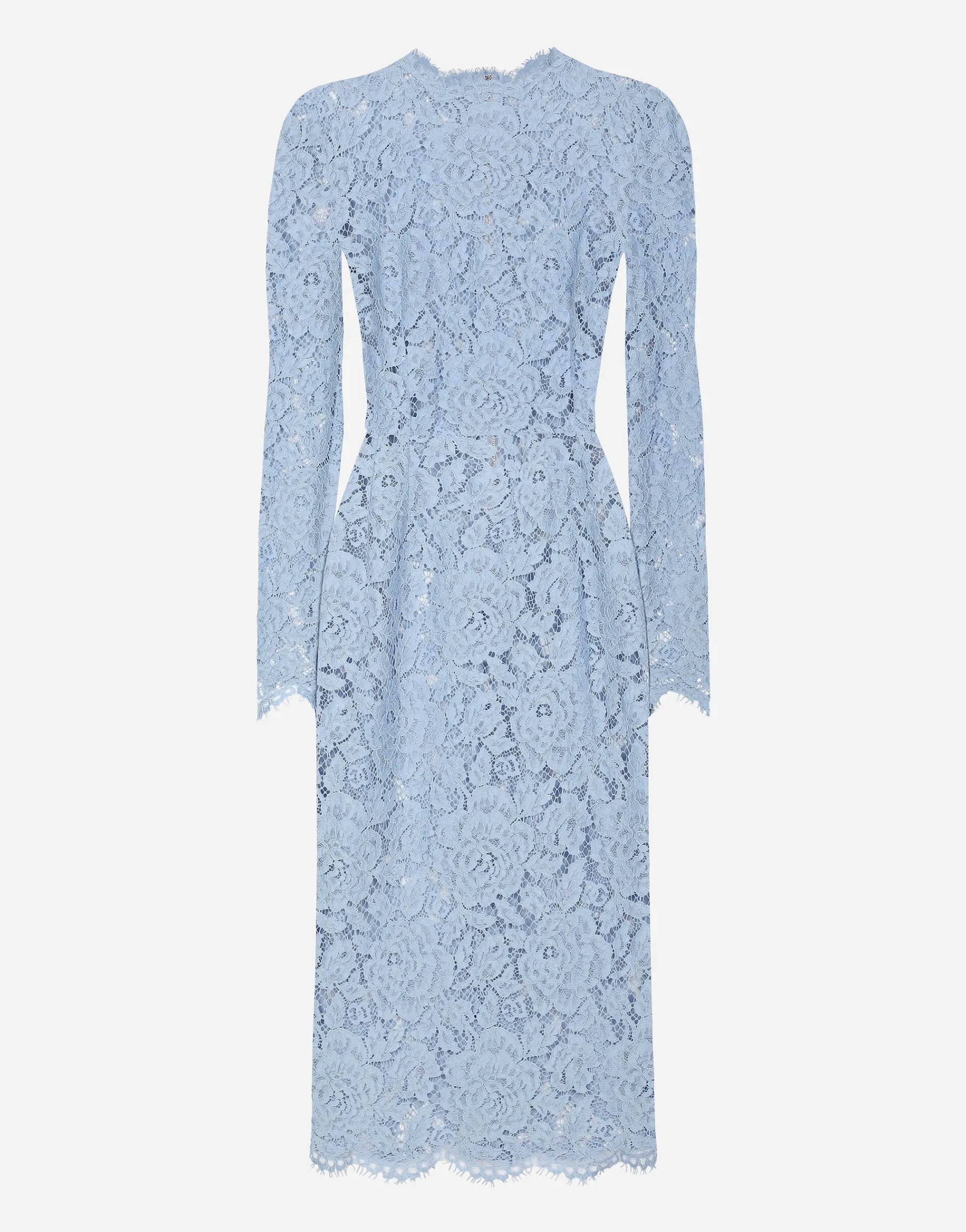Calf-length sheath dress in branded floral cordonetto lace