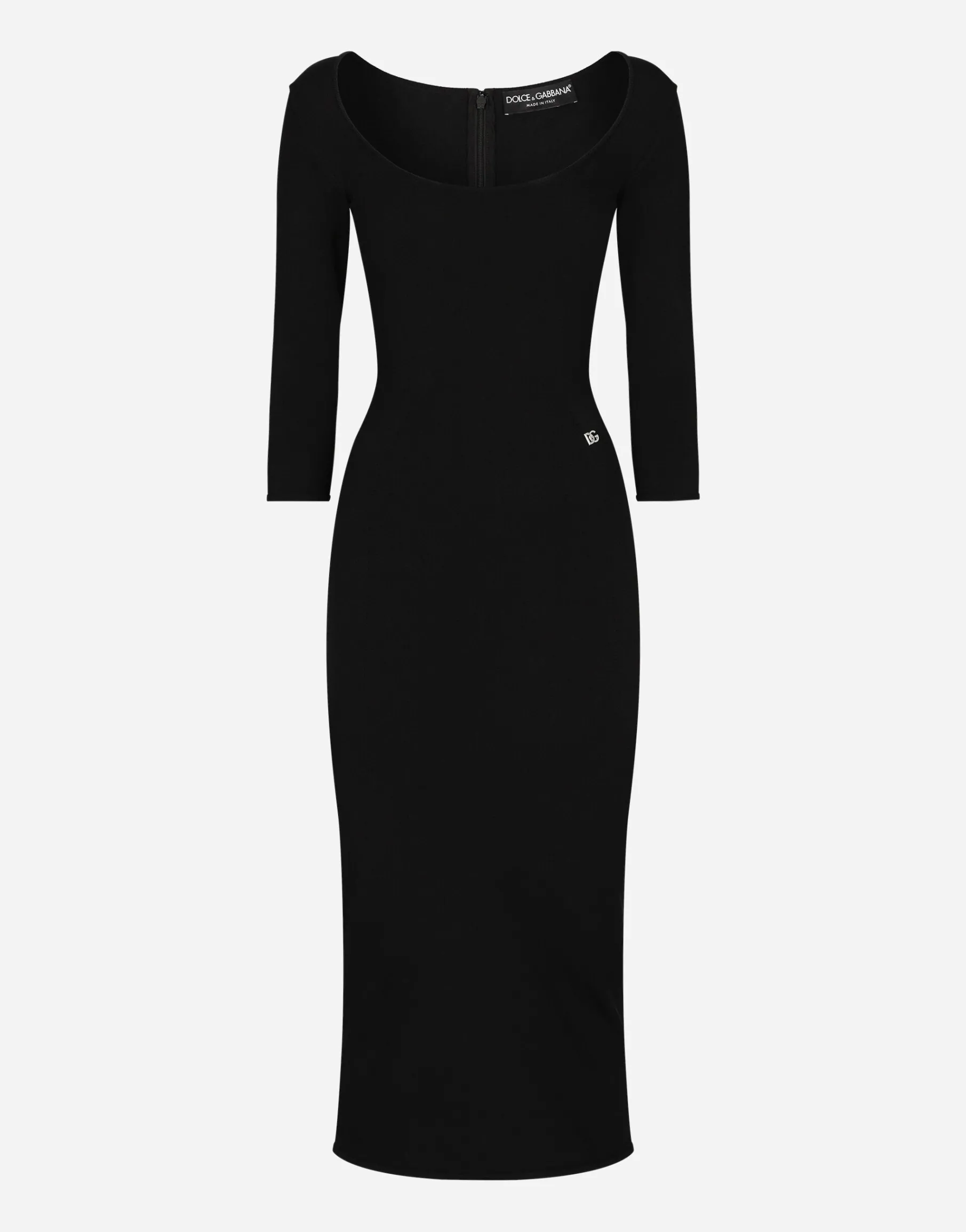 Calf-length viscose knit dress
