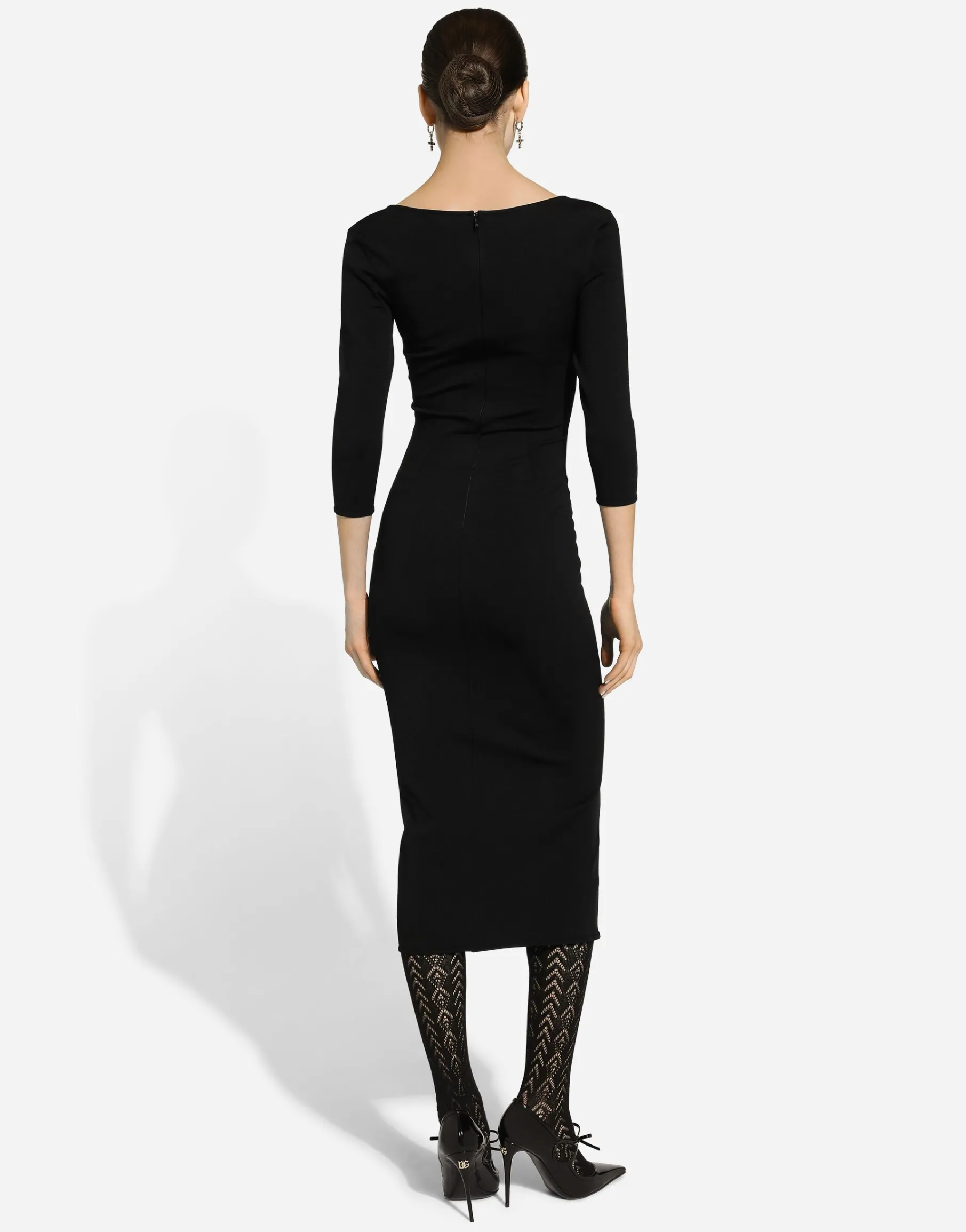 Calf-length viscose knit dress