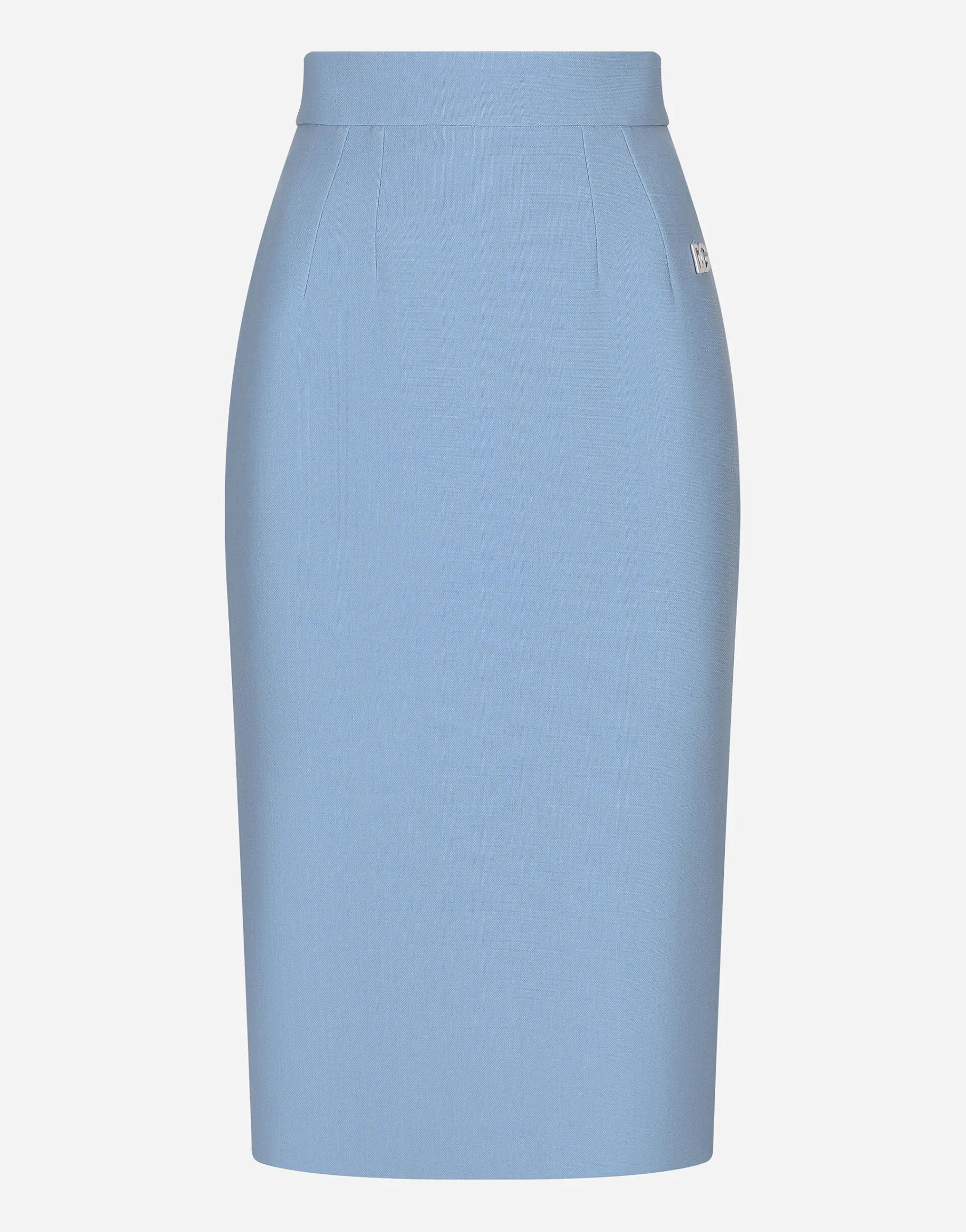 Calf-length wool crêpe pencil skirt with DG logo
