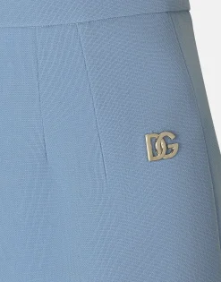 Calf-length wool crêpe pencil skirt with DG logo