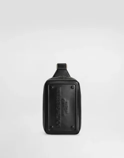 Calfskin belt bag with raised logo