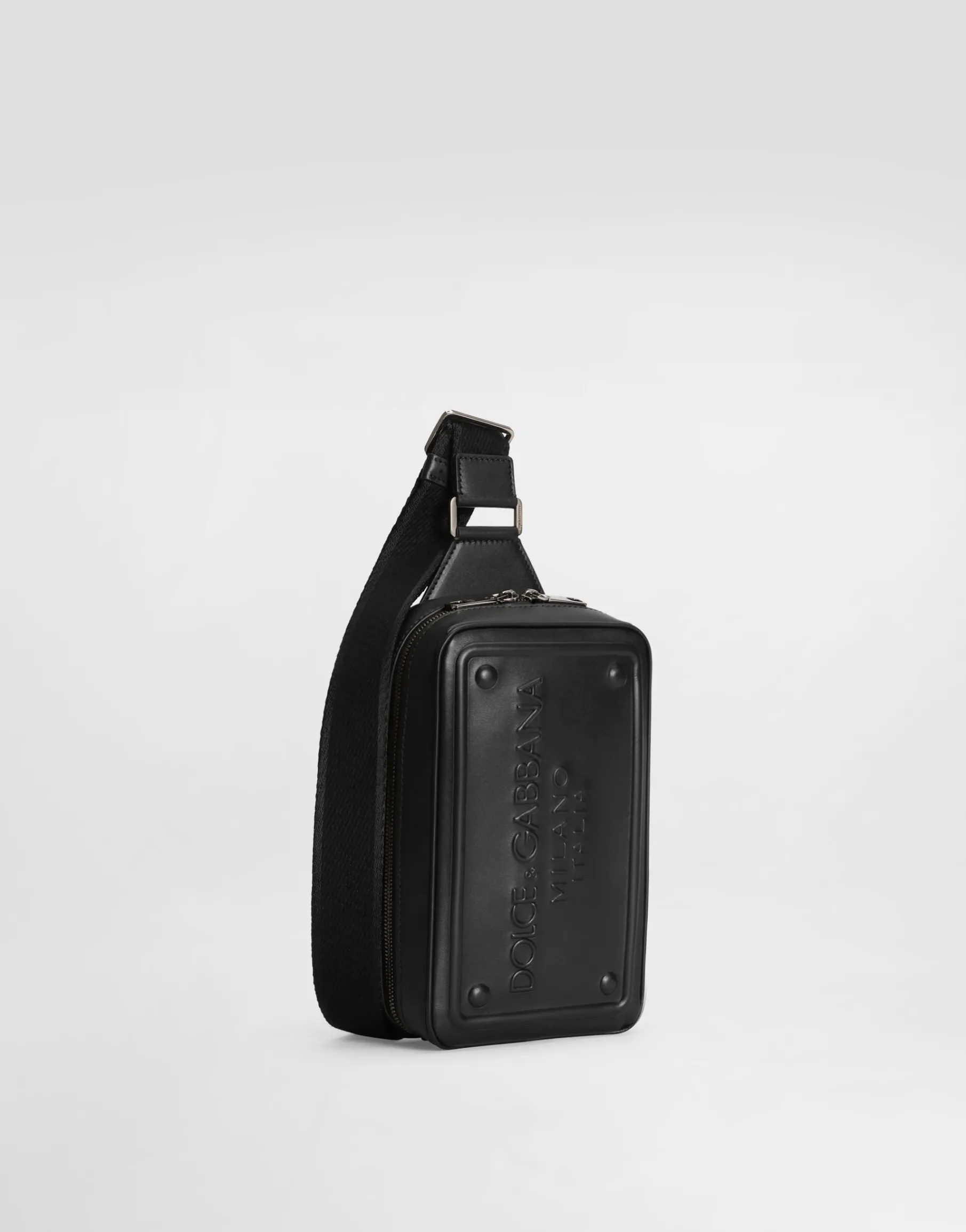 Calfskin belt bag with raised logo
