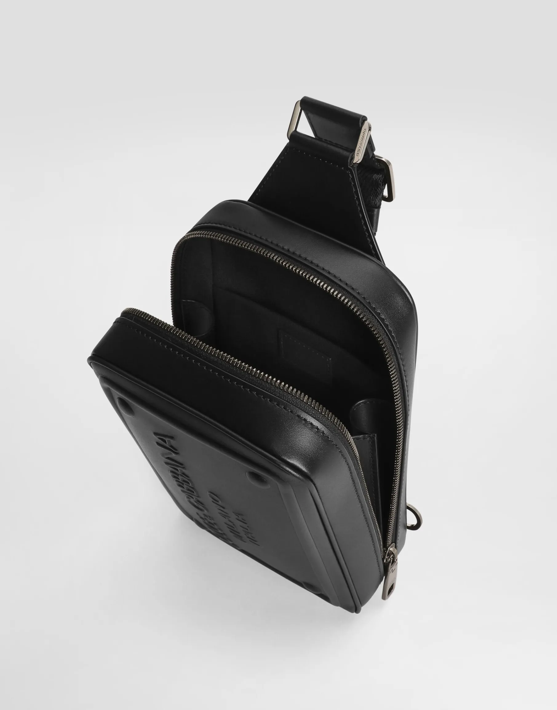 Calfskin belt bag with raised logo