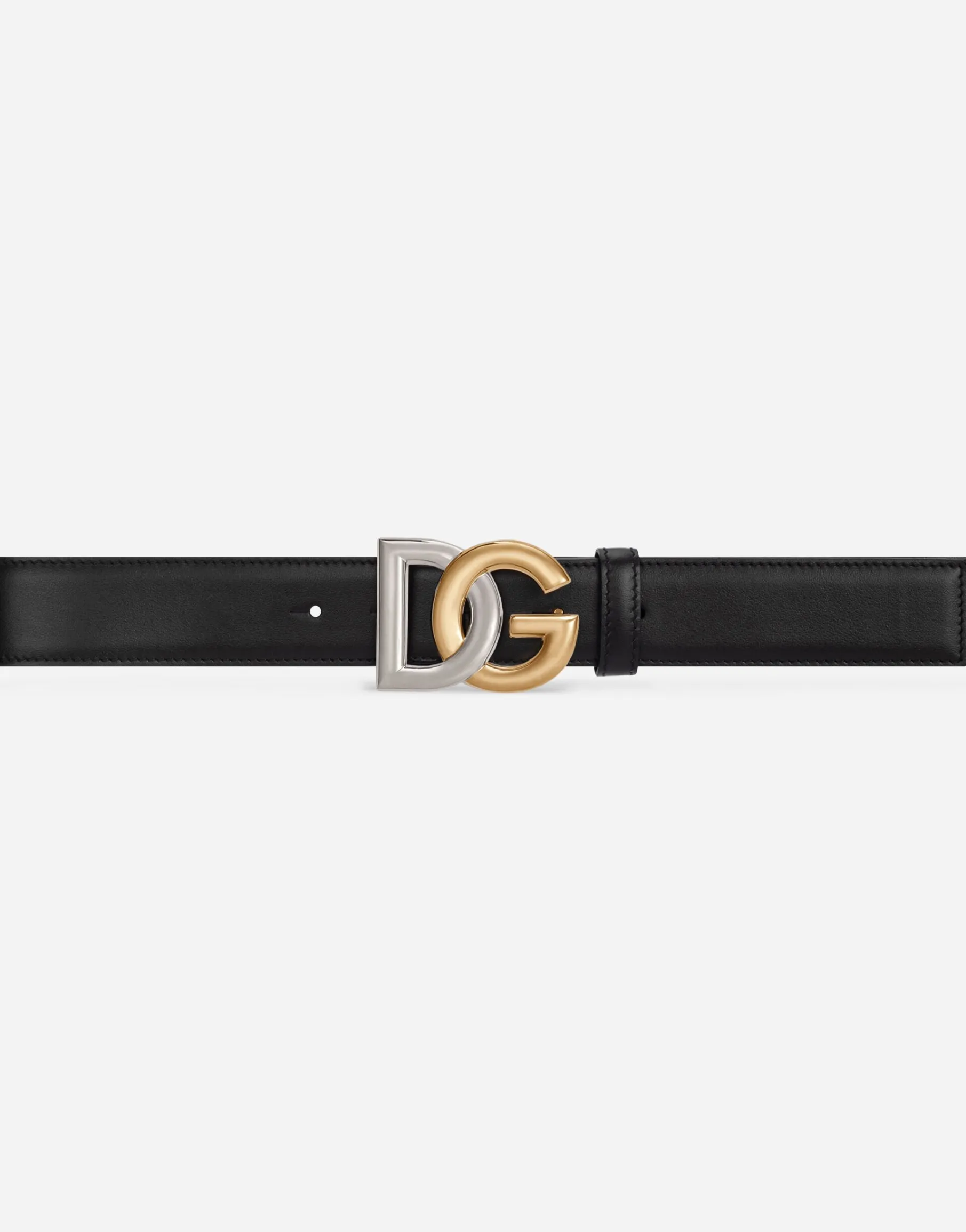 Calfskin belt with double-plated DG logo
