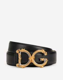 Calfskin belt with logo