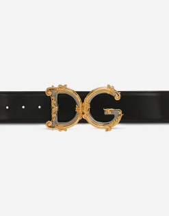 Calfskin belt with logo