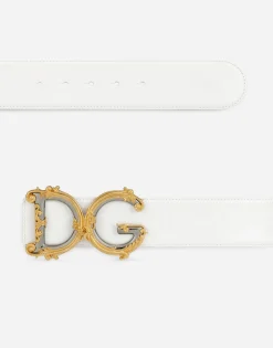 Calfskin belt with logo
