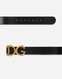 Calfskin belt with logo