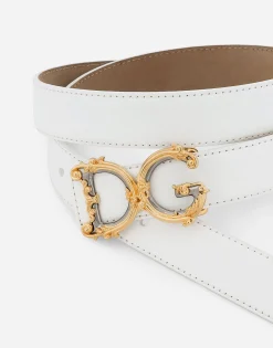 Calfskin belt with logo