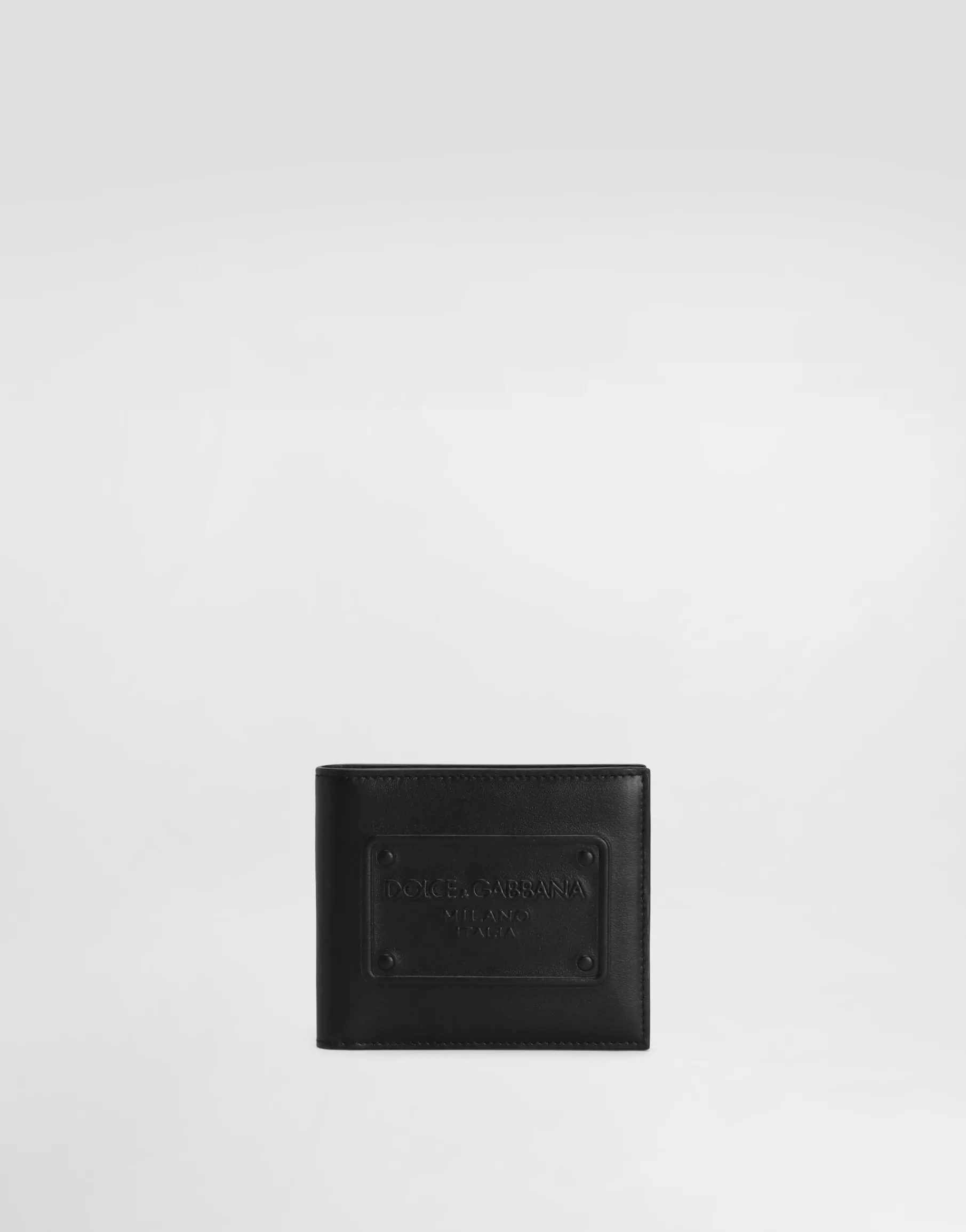 Calfskin bifold wallet with raised logo