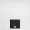 Calfskin bifold wallet with logo tag