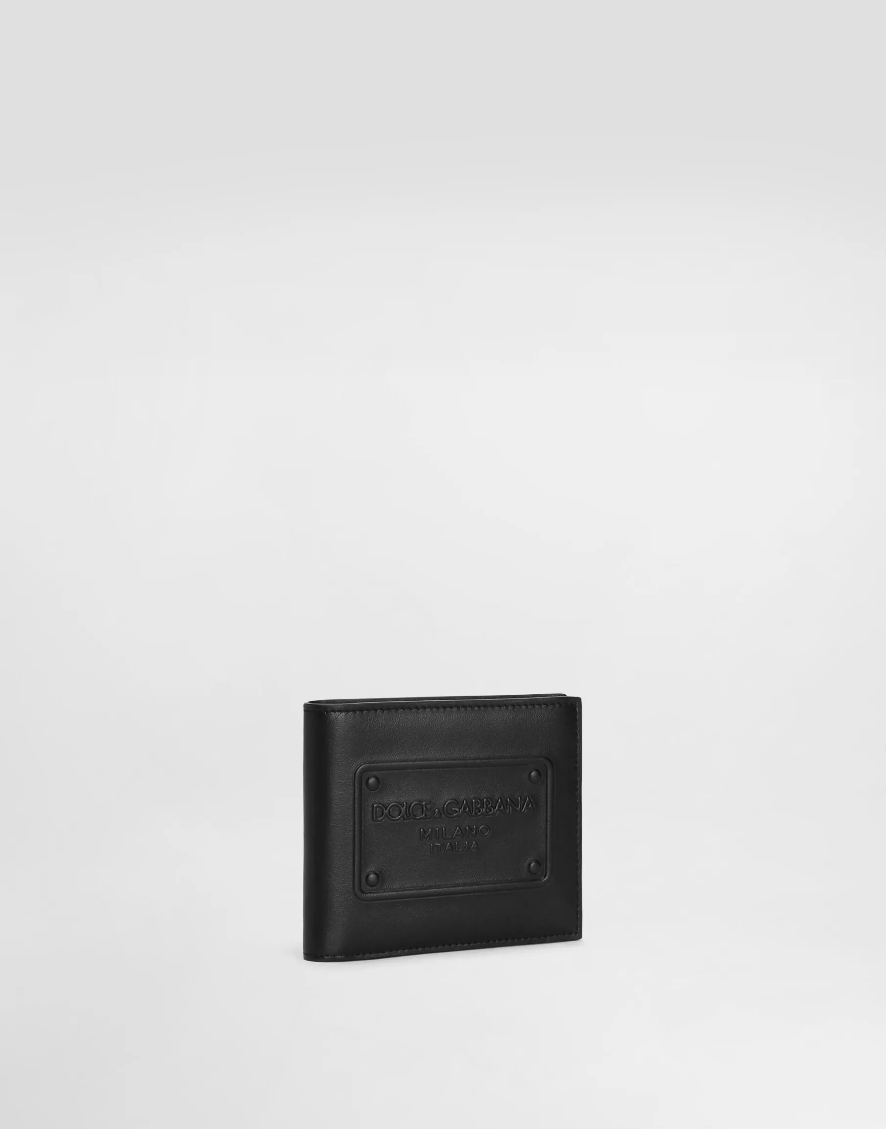 Calfskin bifold wallet with raised logo