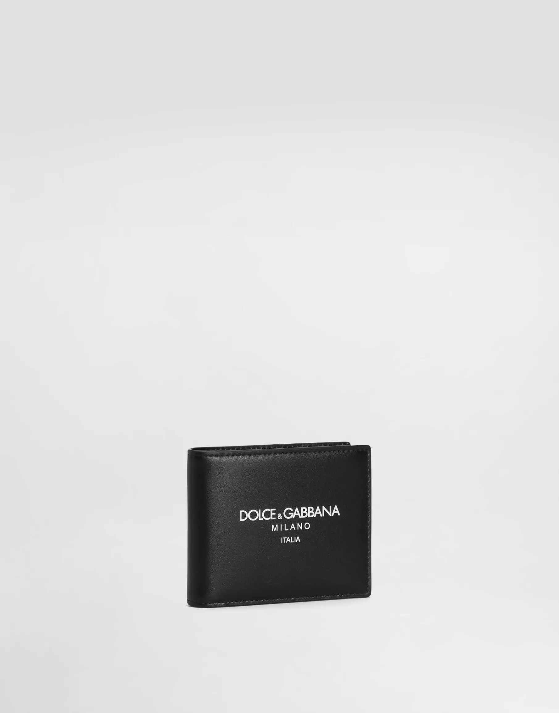 Calfskin bifold wallet with logo