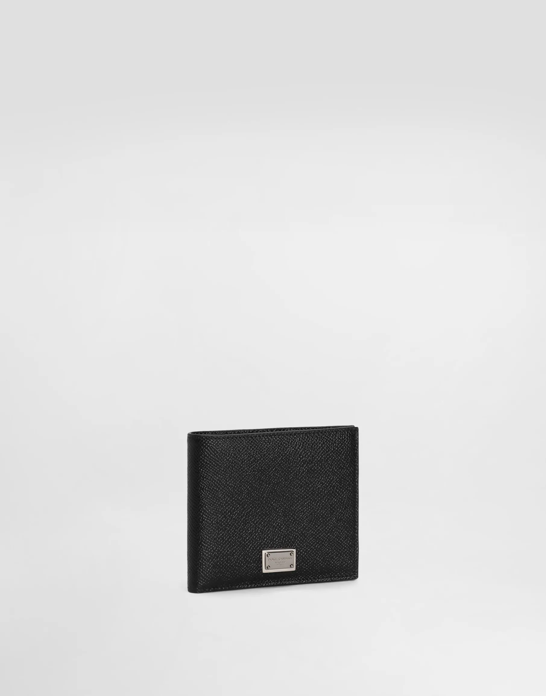 Calfskin bifold wallet with logo tag