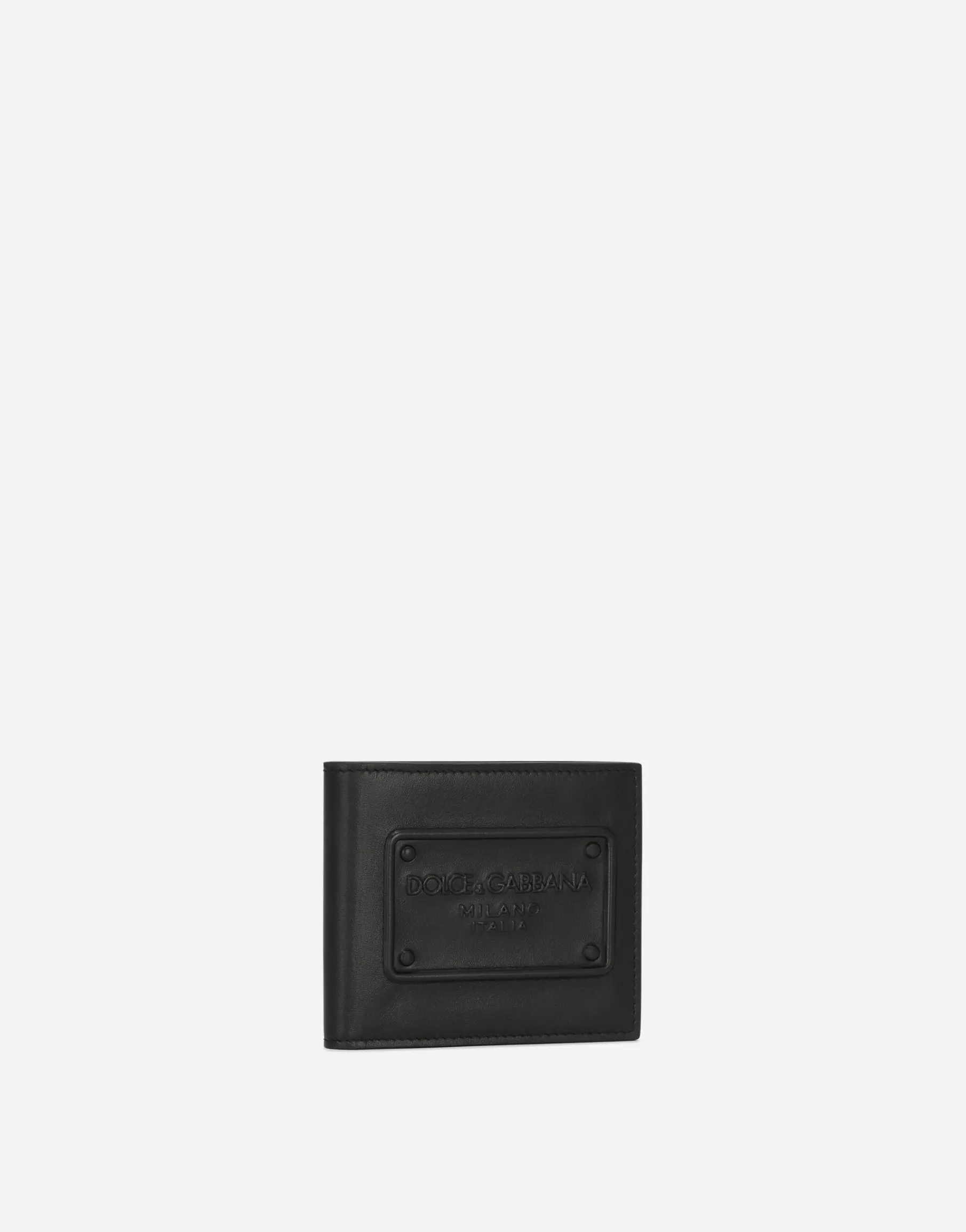 Calfskin bifold wallet with raised logo