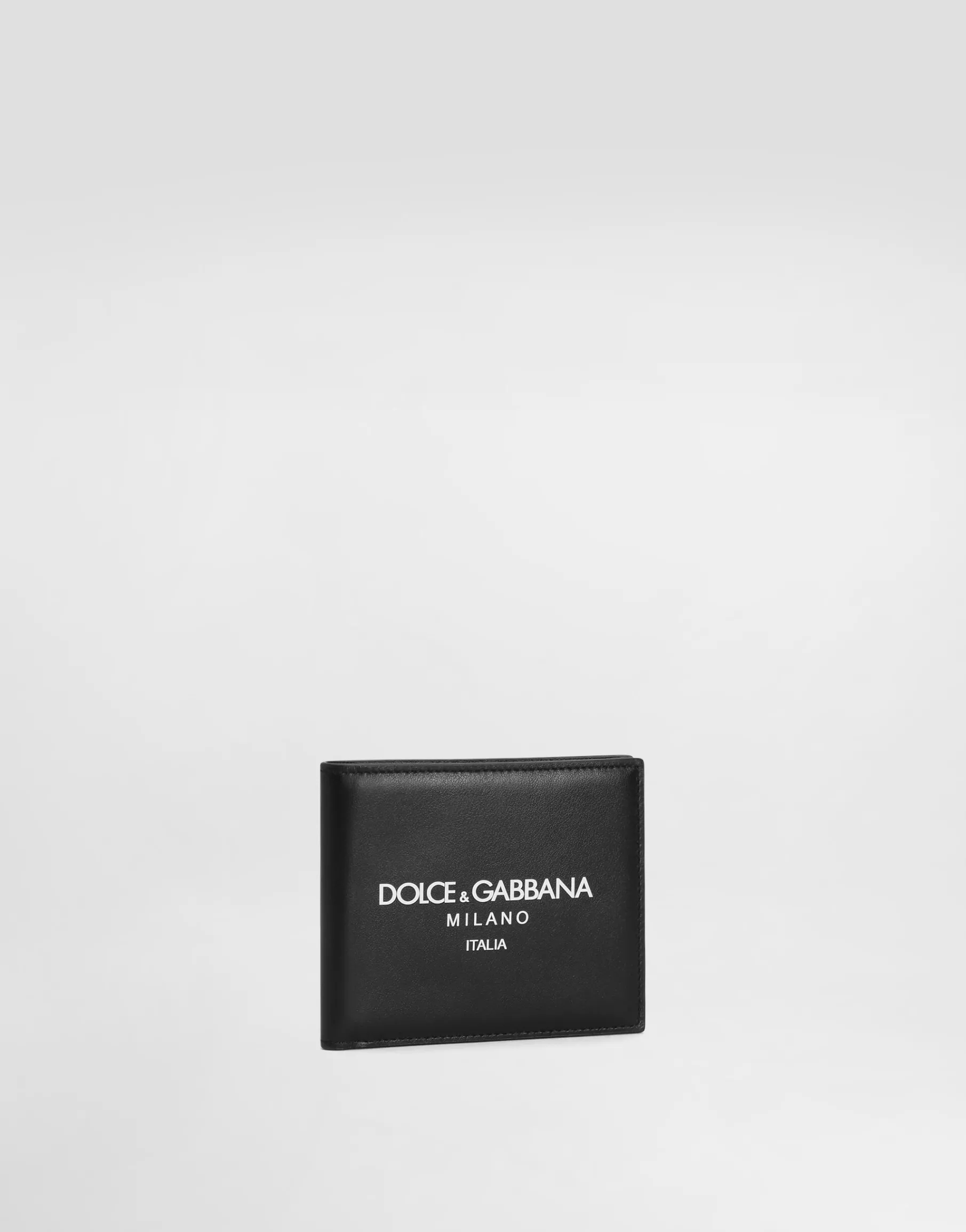 Calfskin bifold wallet with logo