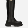 Calfskin boots with branded strap