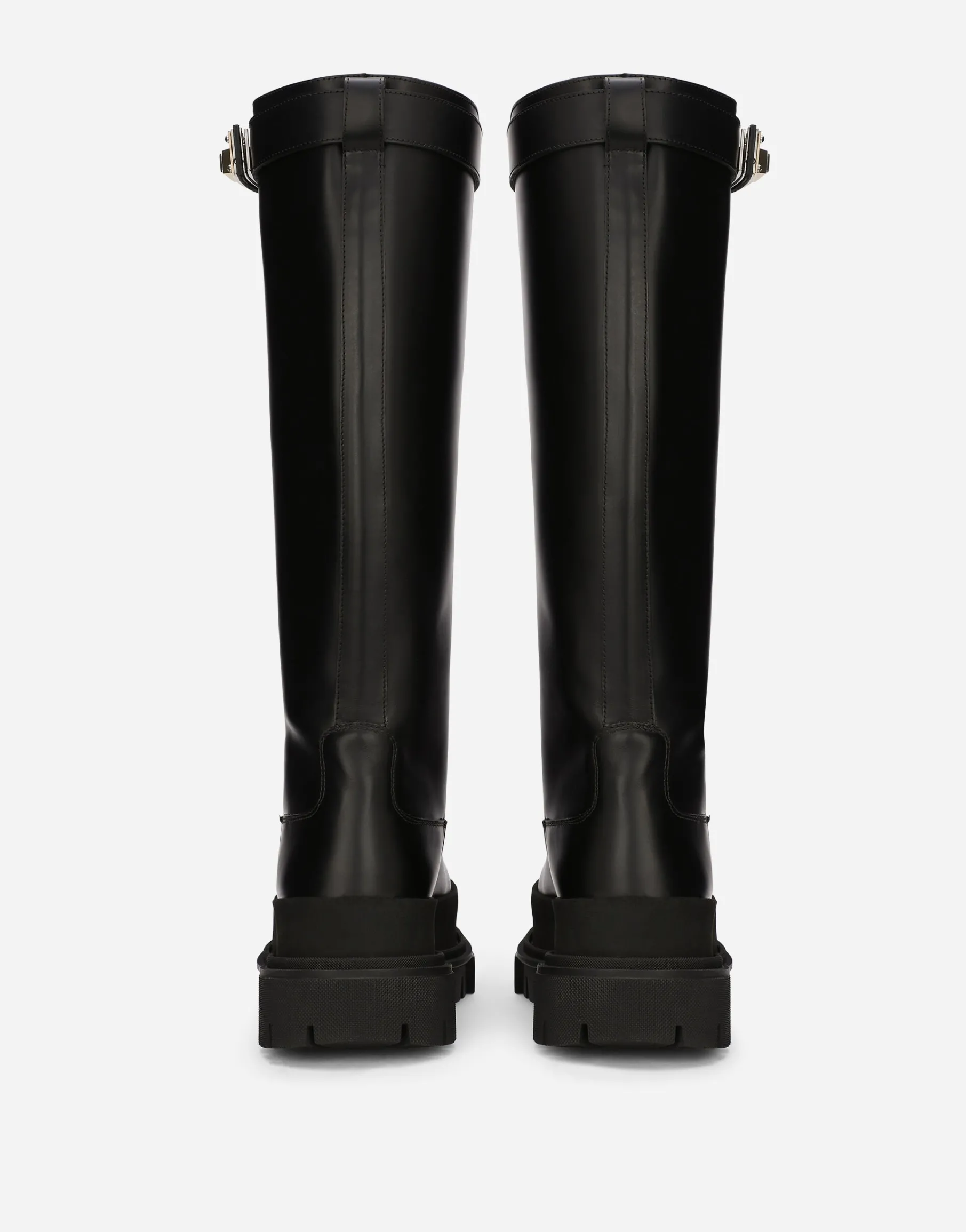 Calfskin boots with branded strap