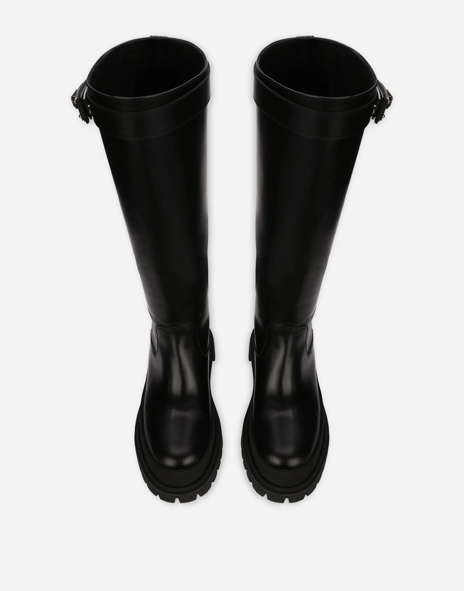 Calfskin boots with branded strap