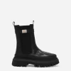Calfskin boots with logo tag