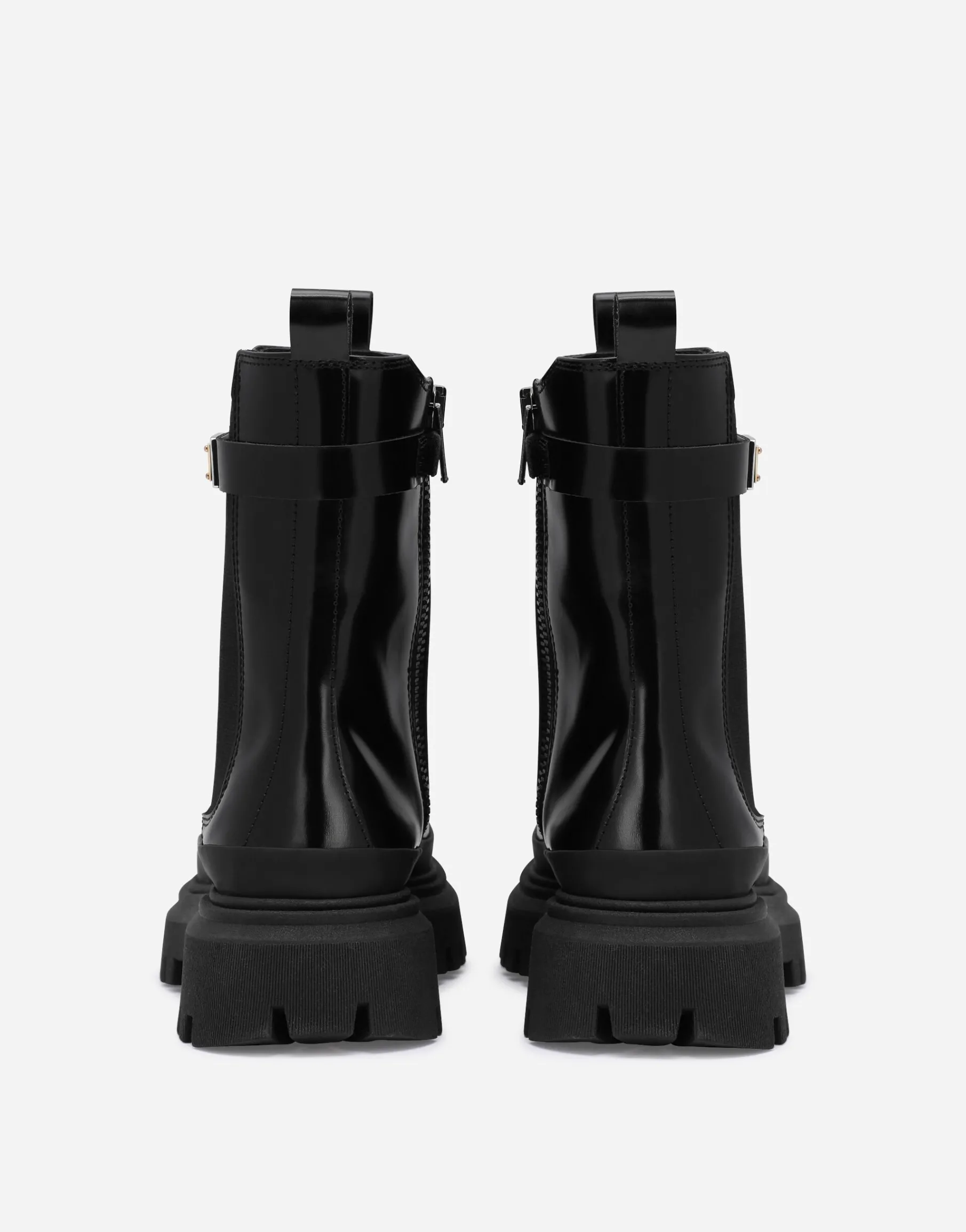 Calfskin boots with logo tag
