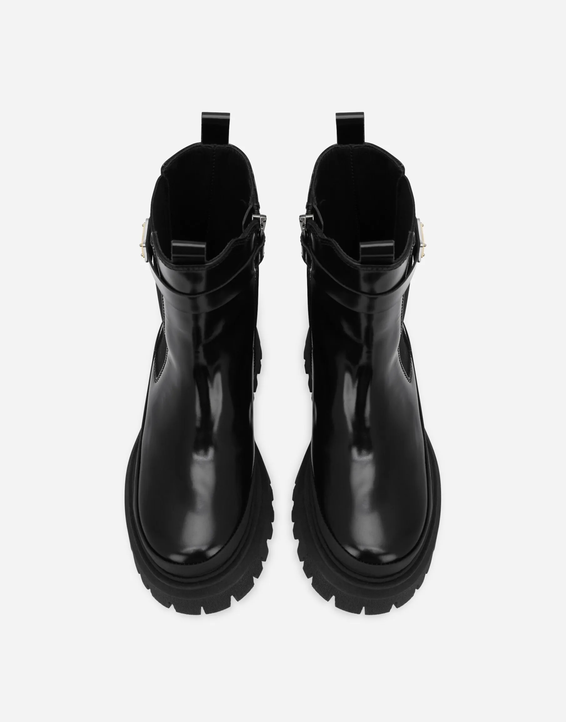 Calfskin boots with logo tag