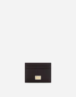 Calfskin card holder with branded plate