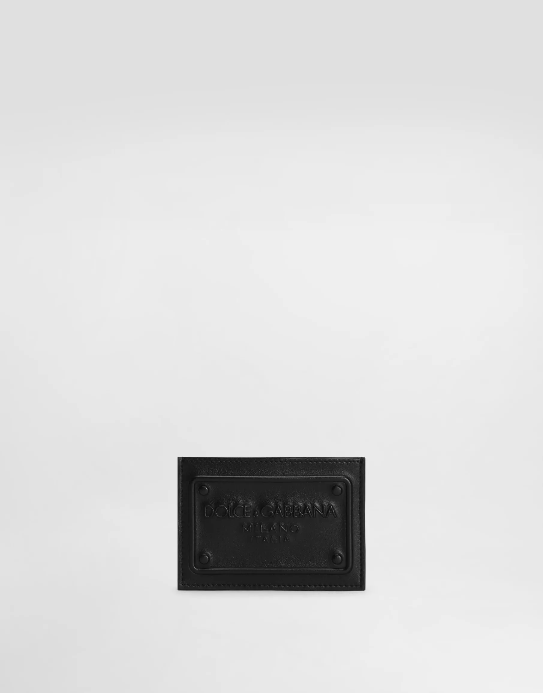 Calfskin card holder with raised logo
