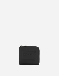 Calfskin card holder with raised logo