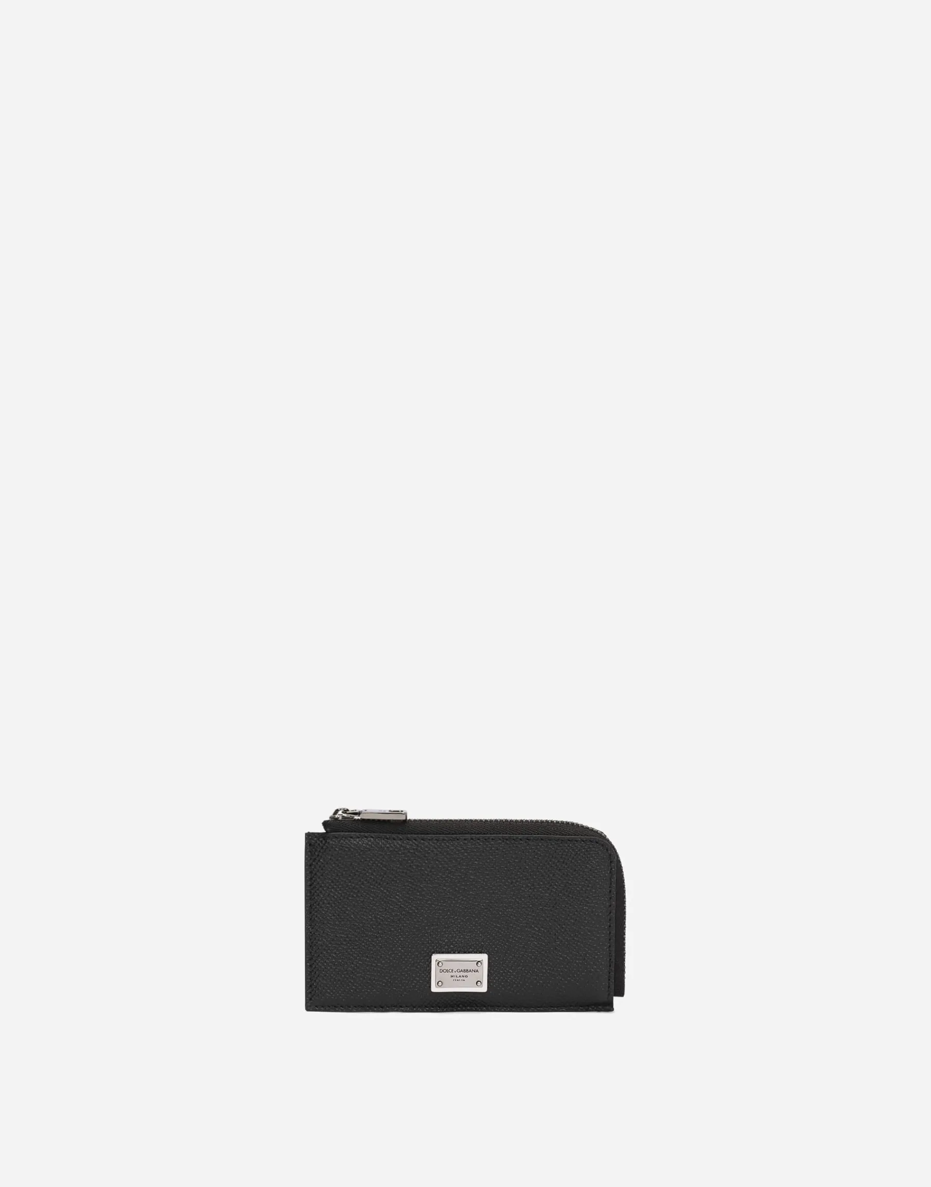 Calfskin card holder with branded plate