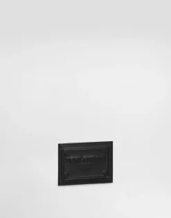 Calfskin card holder with raised logo