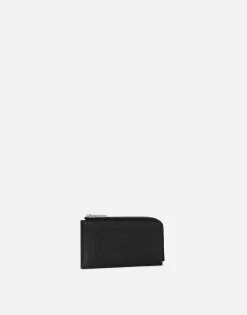 Calfskin card holder with raised logo