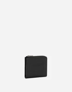 Calfskin card holder with raised logo