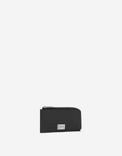 Calfskin card holder with branded plate
